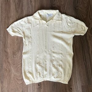 Oxknitstore retro 1960s style Cream Textured Men's Shirt